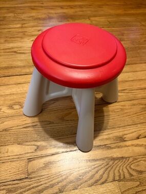 Children's Red and White Step Stool - Durable Kids Seat